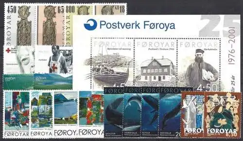 Färöer, Michel Nr. 387-413, Jahrgang 2001, postfrisch / MNH - 690819M