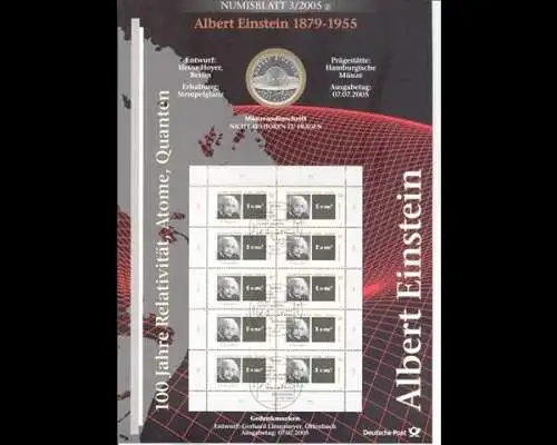 BRD, Numisblatt 3/2005, Albert Einstein - 3/2005