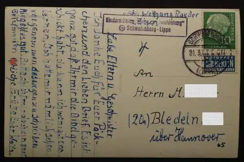 Schwalenberg, Kindererholungsheim, 2-zeiliger Stempel auf Ansichtskarte - 511758