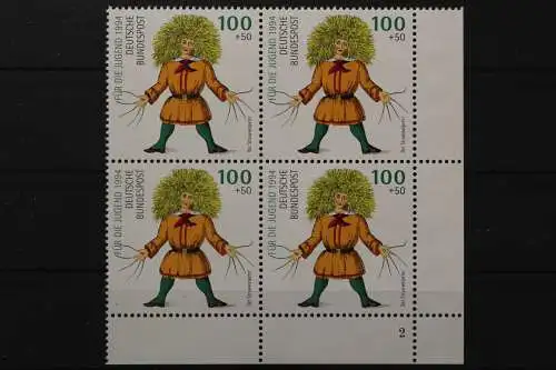 Deutschland, MiNr. 1728, 4er Block, Ecke re. u. FN 2, postfrisch - 656251