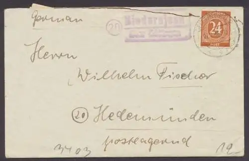 Niedernjesa über Göttingen, Landpoststempel auf Bedarfsbrief, 1946 - 500322