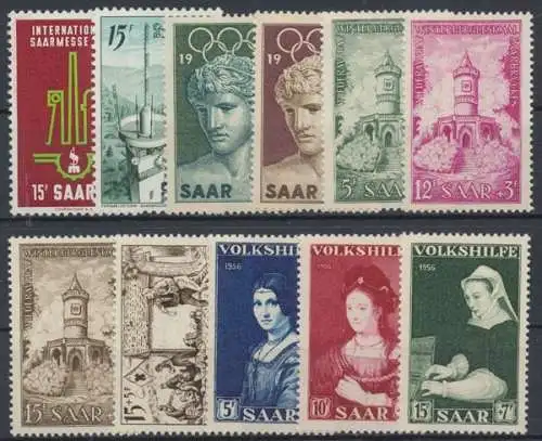 Saarland, MiNr. 368-378, Jahrgang 1956, postfrisch - 605927