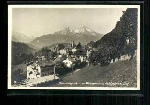 Berchtesgarden, Ortsansicht mit Watzmann u. Schönfeldspitze - 413122