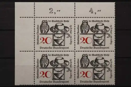 Deutschland, MiNr. 462, Viererblock, Ecke li. oben, postfrisch - 656296