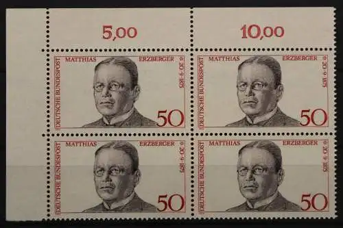 Deutschland, MiNr. 865, Viererblock, Ecke li. oben, postfrisch - 656788