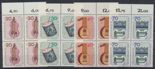 Berlin, MiNr. 459-462, Viererblöcke, Oberränder, postfrisch - 607821