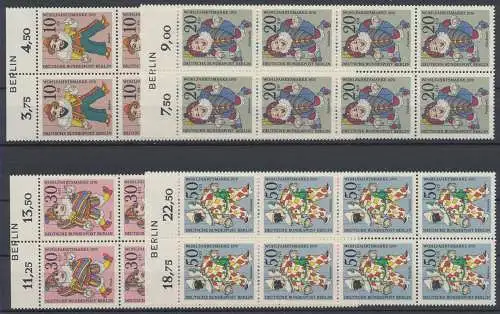 Berlin, MiNr. 373-376, 8er Bogenteile, OR, Randzudruck Berlin, postfrisch - 607831