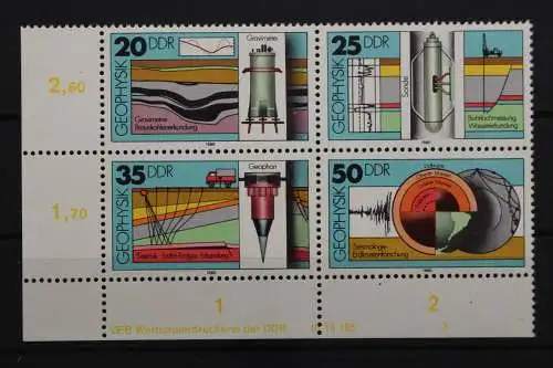 DDR, MiNr. 2557-2560, 4er Block, Ecke li. unten, DV 3, postfrisch - 656674