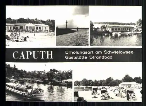 Caputh am Schwielowsee, Gaststätte Strandbad, Strandleben, Schiff - 418935