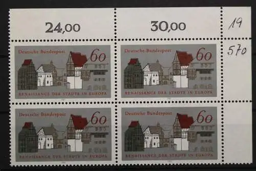 Deutschland, MiNr. 1084, Viererblock, Ecke re. oben, postfrisch - 656825