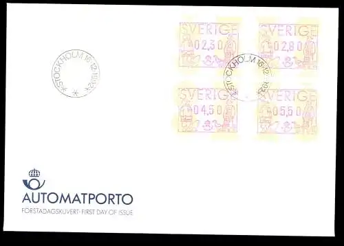 Schweden, Automatenmarken, MiNr. 1, 4 Werte, Brief - 608203