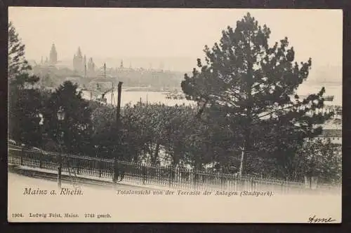 Mainz, Totalansicht von der Terrasse der Anlagen (Stadtpark) - 422524