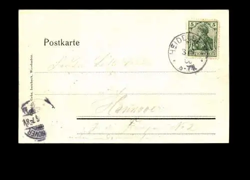 Heidelberg von der Hirschgasse, farbige Reliefkarte - 414199