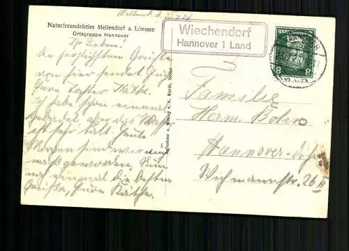 Wiechendorf Hannover 1 Land, Landpoststempel auf AK Mellendorf - 510001