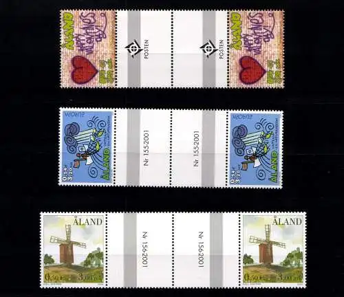 Aland, 11 Zwischenstegpaare aus 2001, postfrisch / MNH - 610841