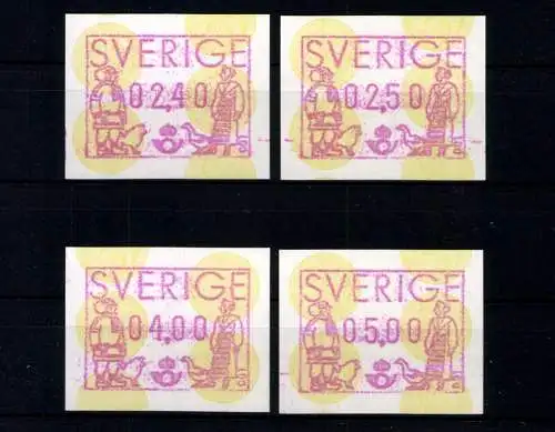 Schweden, Automaten, MiNr. 1, 4 Werte, postfrisch - 611137