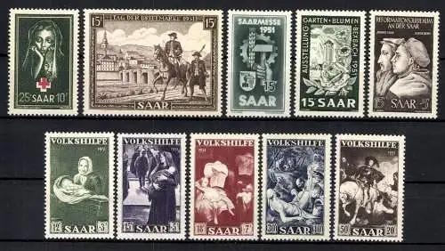 Saarland, MiNr. 304-313, Jahrgang 1951, postfrisch - 612819