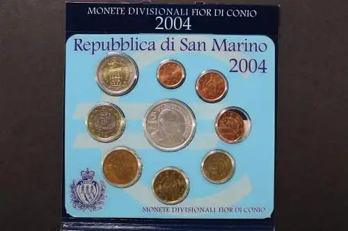 San Marino, Kursmünzensatz 2004 incl. 5 Euro, Stempelglanz - 801457B