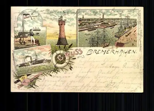 Bremerhaven, Wappen, Rother Sand Leuchtturm, Hafen usw. - 415233