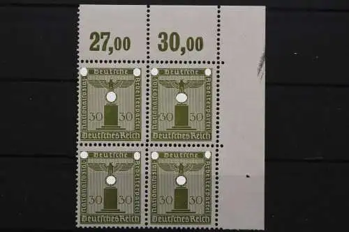 Deutsches Reich Dienst, MiNr. 164, Viererblock, Ecke re. oben, postfrisch - 662275