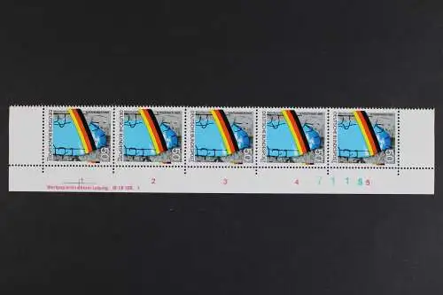 Deutschland, MiNr. 1481 I, 5er Streifen, DV 1 + Bogenzähler, postfrisch - 619622