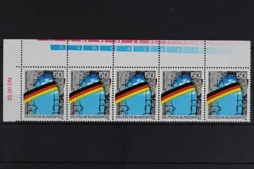 Deutschland, MiNr. 1481 I, 5er Streifen, Ecke mit Farbleisten, postfrisch - 619623