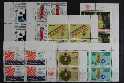 UNO Genf, MiNr. 96-102, Jhg. 1981, VB, Ecken, postfrisch - 620893