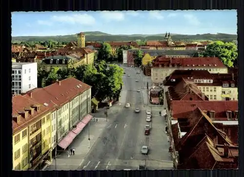 Bayreuth, Bahnhofstraße mit Block auf Schloßturm und Stadtkirche - 415993