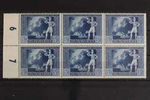 Deutsches Reich, MiNr. 820, 6er Block, PLF IV, li. Rand, postfrisch - 625335