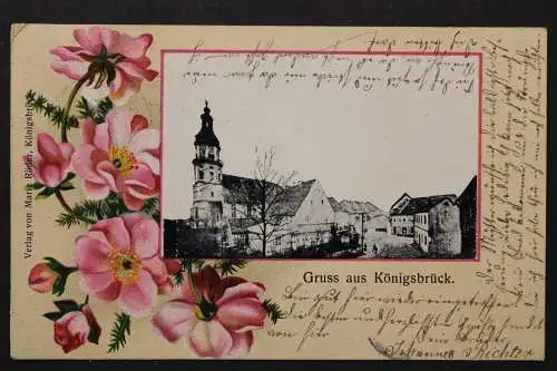 Königsbrück, Ortsansicht mit Kirche, Blumen - 422670