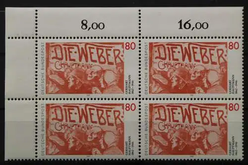 Deutschland, MiNr. 1344 Viererblock Ecke links oben, postfrisch - 204684