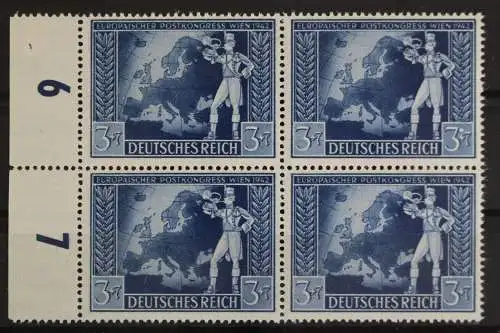 Deutsches Reich, MiNr. 820, 4er Block, PLF IV, li. Rand, postfrisch - 625336