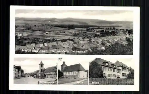 Pölde (Harz), Gesamtansicht, Straßenpartie, Kirche, Schule - 416525