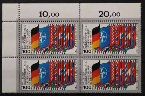 Deutschland, MiNr. 1034 Viererblock Ecke links oben, postfrisch - 204774