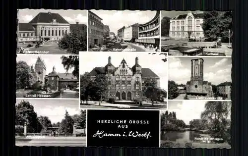 Hamm i. Westf., 8 Ansichten, Hauptbahnhof, Rathaus, Schloß Heessen, Kurhaus - 416804