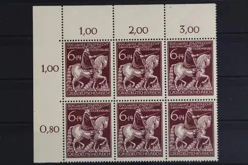 Deutsches Reich, MiNr. 907 PLF I, 6er Block, Ecke li. oben, postfrisch - 625699