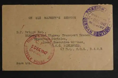 Britische Armee 1947, int. Beleg aus dem Jahr 1947 nach Bielefeld - 510861