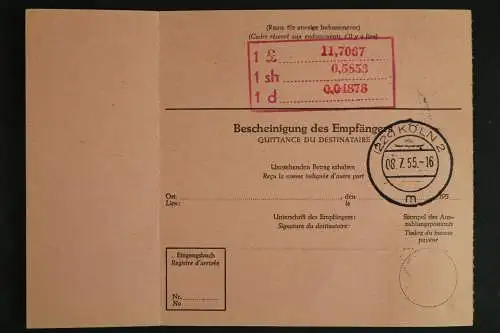 Deutschland (BRD). MiNr. 191 auf Auslandspostanweisung nach Großbritannien - 510914