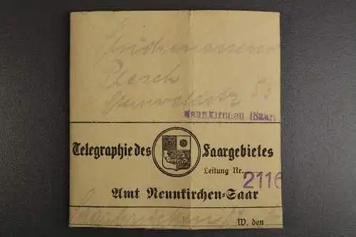 Saargebiet Telegraphie des Saargebietes, Amt Neunkirchen, 1933 - 510845