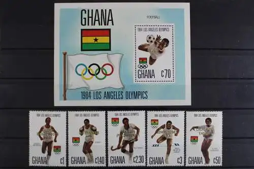 Ghana, Olympiade, MiNr. 1079-1083 + Block 115, postfrisch - 630056