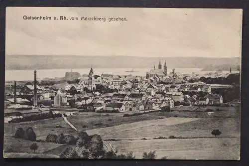 Gelsenheim, am Rhein, Blick vom Morschberg auf den Ort - 423075