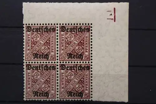 Deutsches Reich Dienst, MiNr. 63, 4er Block, Ecke re. oben, postfrisch - 653150