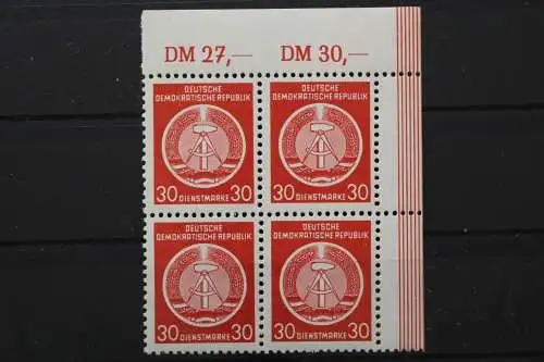 DDR Dienst A, MiNr. 11 x, 4er Block, Ecke rechts oben, postfrisch - 652630