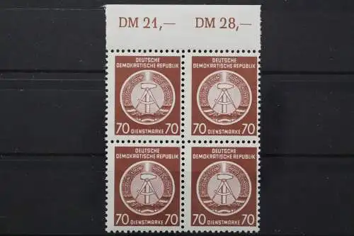 DDR Dienst A, MiNr. 16 x, 4er Block, Oberrand 21/28, postfrisch - 652638