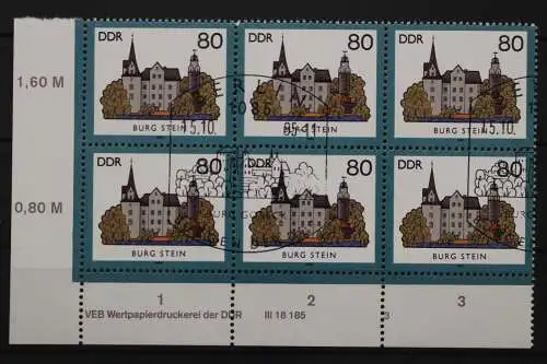 DDR, MiNr. 2979, Sechserblock, Ecke links unten, DV 3, gestempelt - 653318