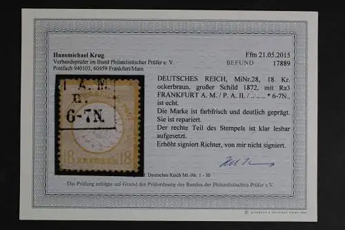 Deutsches Reich, MiNr. 28, gestempelt, BPP Fotobefund - 633127