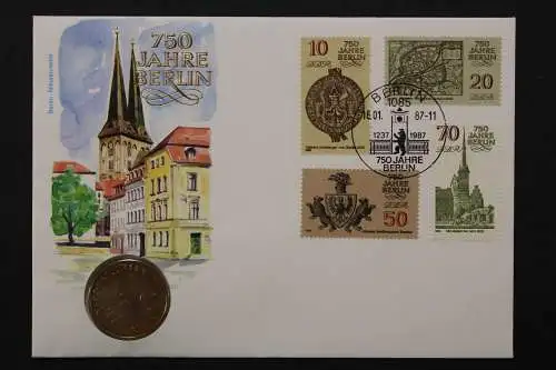 DDR, Numisbrief, 750 Jahre Berlin, 5 Mark Nikolai-Viertel, 16.1.1987 - 662734