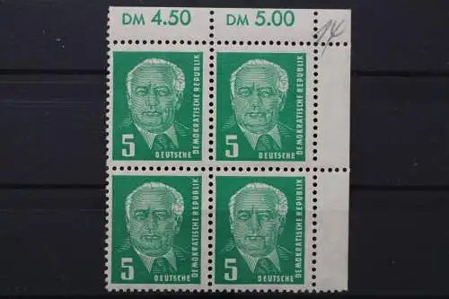 DDR, MiNr. 322, Viererblock, Ecke rehts oben, postfrisch - 653865