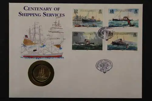 Guernsey, Numisbrief, Centenary of Shipping Services, 5.9.1989 - 662763