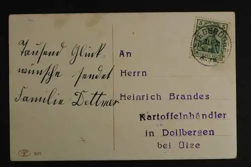 Neujahrsgruß, Kind mit zwei Glücksschweinen - 418957